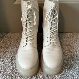 Cream color combat boots